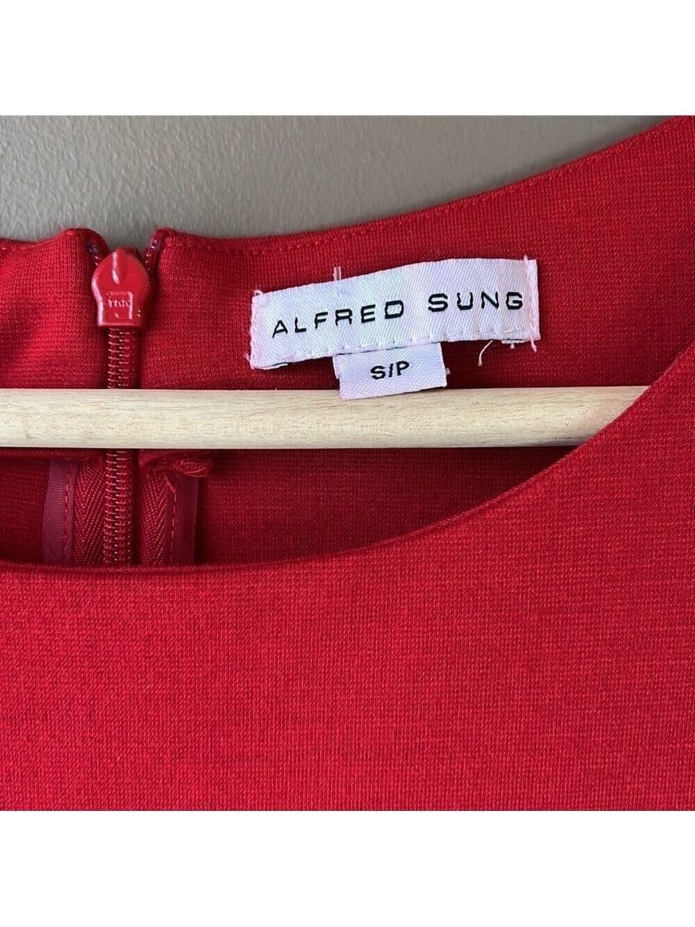 ALFRED SUNG Red Sheath Dress Size Small - Picture 2 of 10